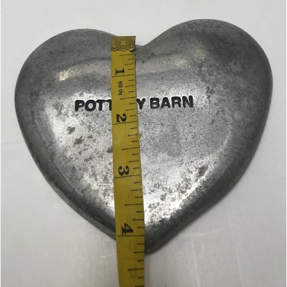 Pottery‎ Barn Trinket Dish Pewter Heart Shaped Tray